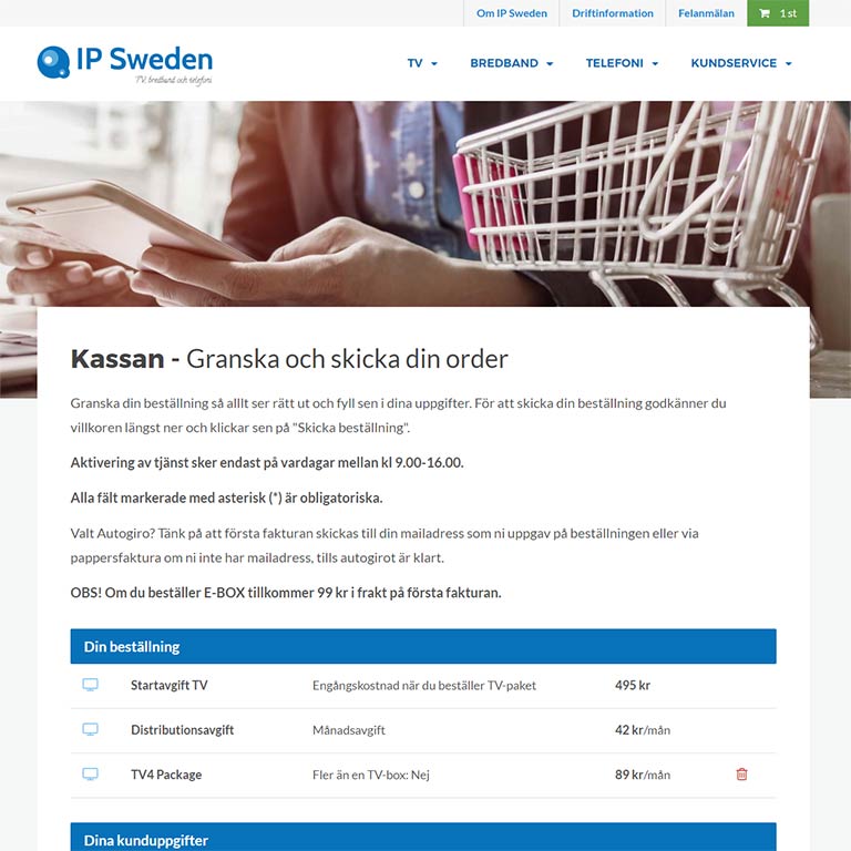 E-handel ip sweden systemutveckling frontend