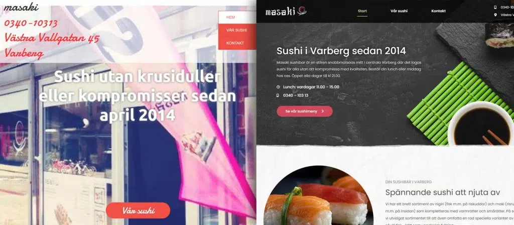 Masaki Sushi hemsida Varberg