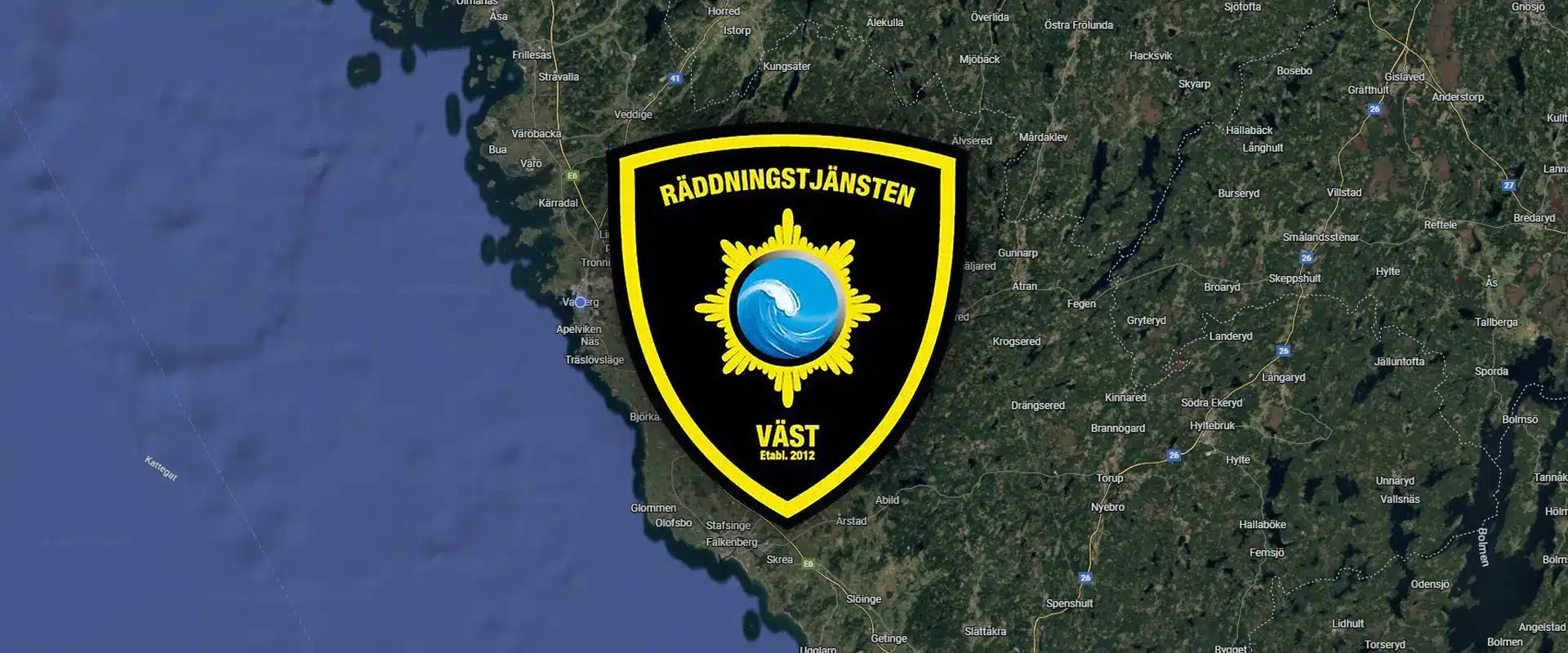 Illustration karta Räddningstjänst Väst
