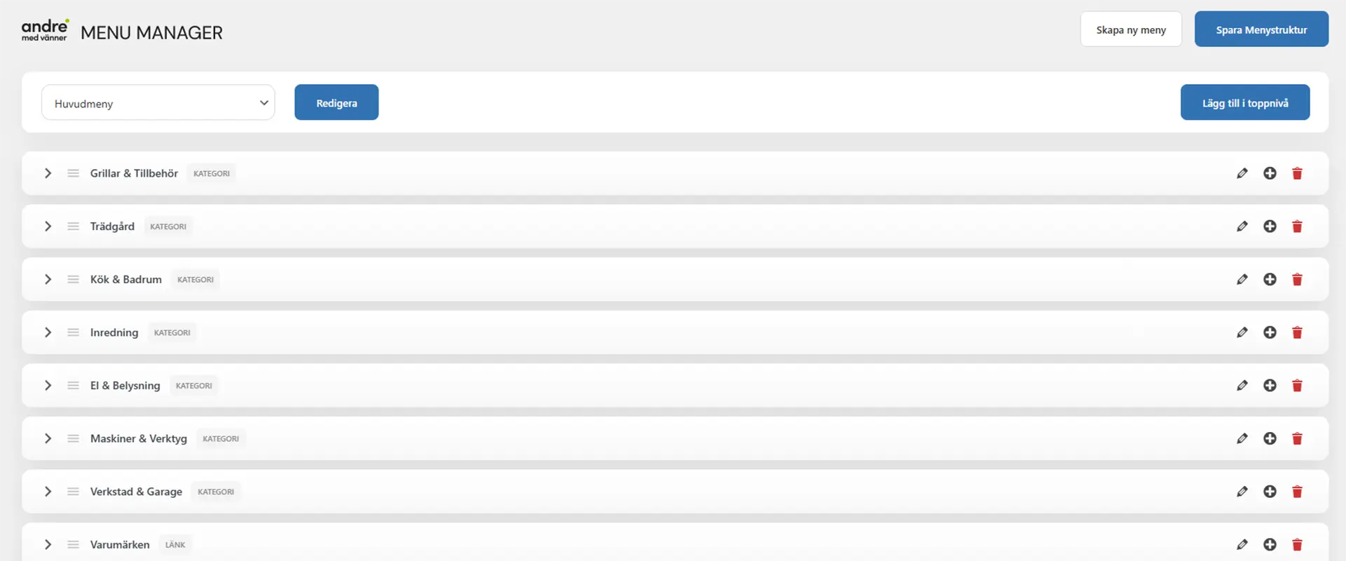 AmV Menu Manager för WordPress